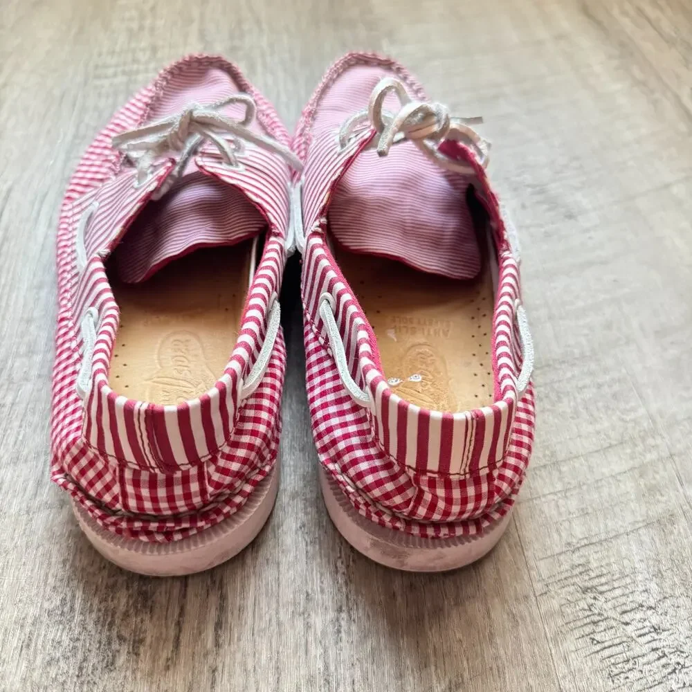 Sperry Top-Sider 3 Eye Leeward Casual Boat Shoes Red Gingham Mens Size11.5